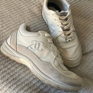 Chanel Suede Calfskin Fabric CC Sneakers | US Size 9 | EU 40